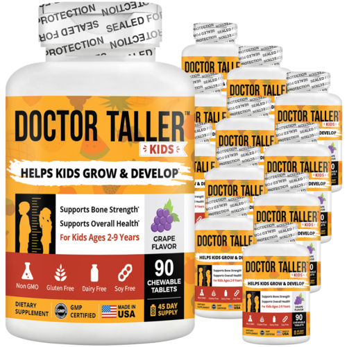 Doctor Taller Kids, Grape Multivitamins, Ages 2-9, 90 Vegan Chewables