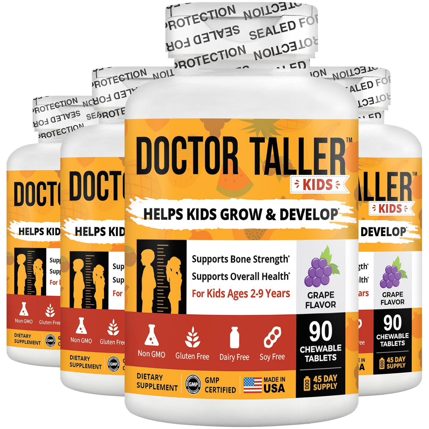 Doctor Taller Kids, Grape Multivitamins, Ages 2-9, 90 Vegan Chewables