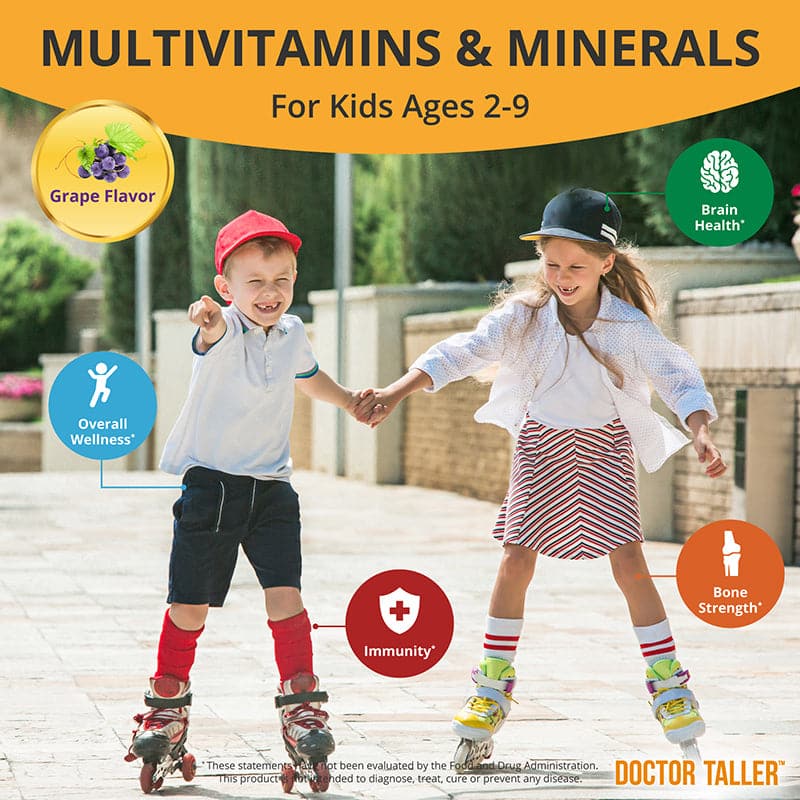 Doctor Taller Kids, Grape Multivitamins, Ages 2-9, 90 Vegan Chewables