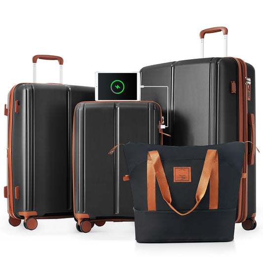 Luggage Sets 4 Piece, Expandable PP Lightweight Suitcase with Travel