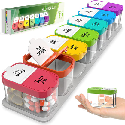 Extra Large Weekly Pill Organizer   XL Daily Pill Box   7 Day Am Pm