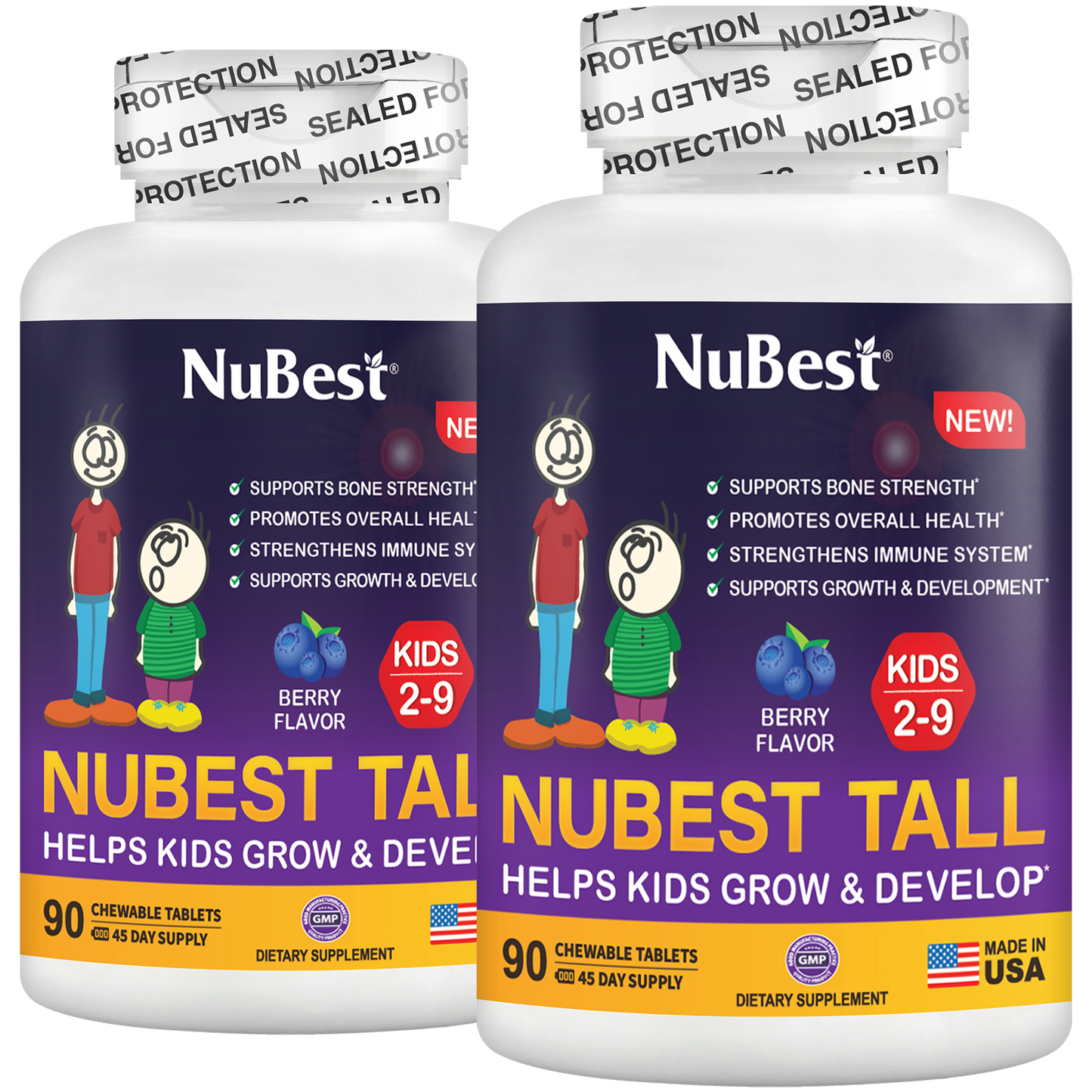 NuBest Tall Kids, Multivitamins, Berry Flavor, Ages 2-9, 90 Chewables