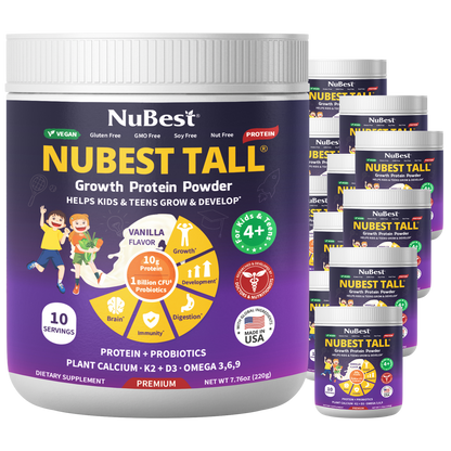 NuBest Tall Protein Vanilla Shake for Kids Ages 4+, 10 Vegan Servings