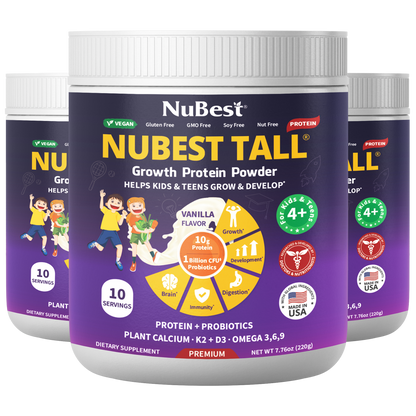 NuBest Tall Protein Vanilla Shake for Kids Ages 4+, 10 Vegan Servings