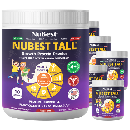 NuBest Tall Protein Vanilla Shake for Kids Ages 4+, 10 Vegan Servings