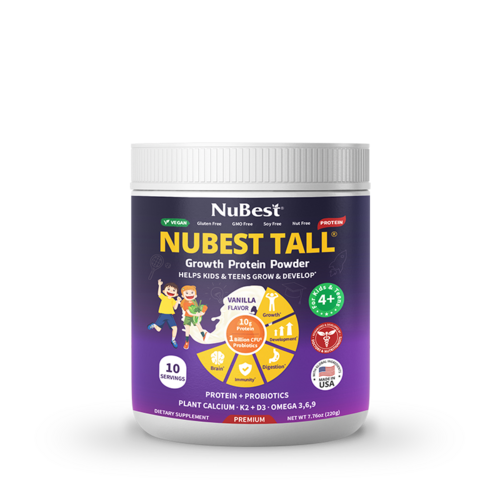 NuBest Tall Protein Vanilla Shake for Kids Ages 4+, 10 Vegan Servings